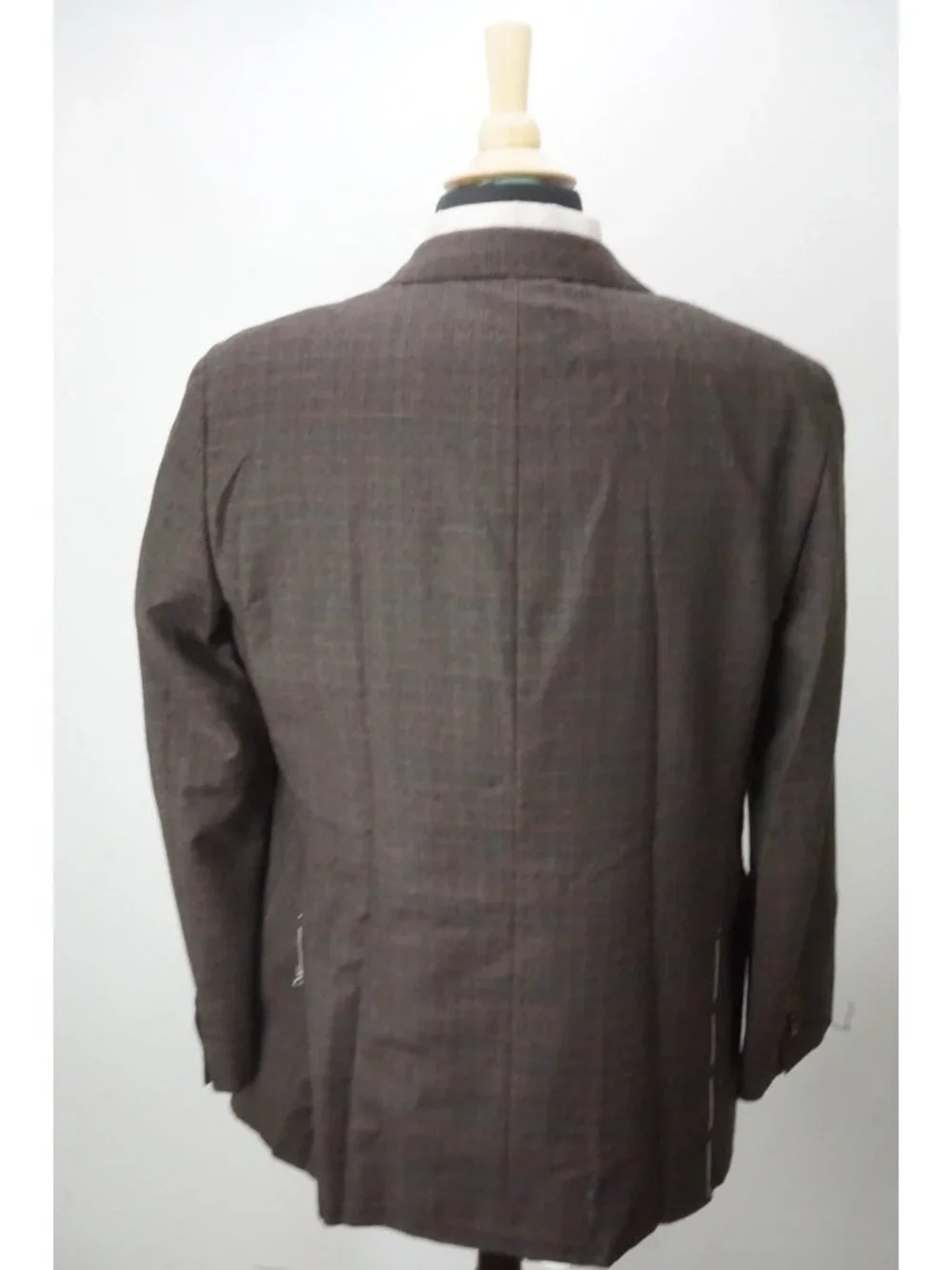 Sartoria Partenopea Brown Blue Plaid 2 Pc Suit Jacket Pant 54 EU NEW